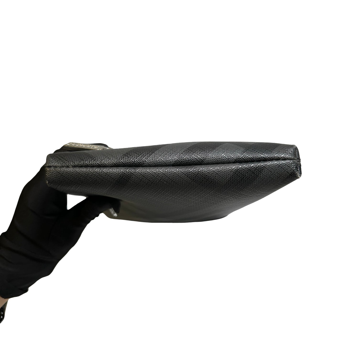 Used BURBERRY London Check Clutch Clutch Black Grey