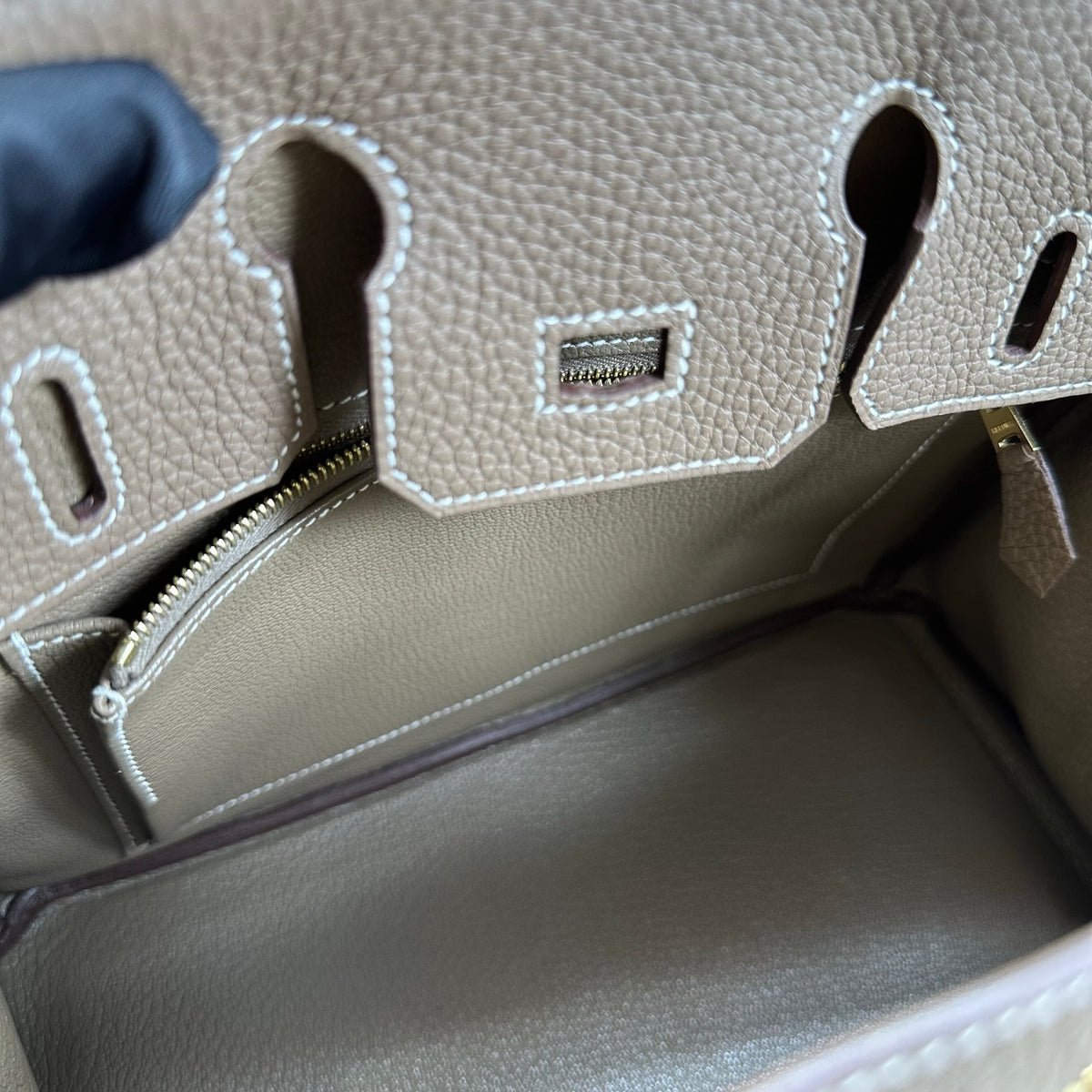 Used HERMES Togo Birkin 25 Handbag Etoupe Gold