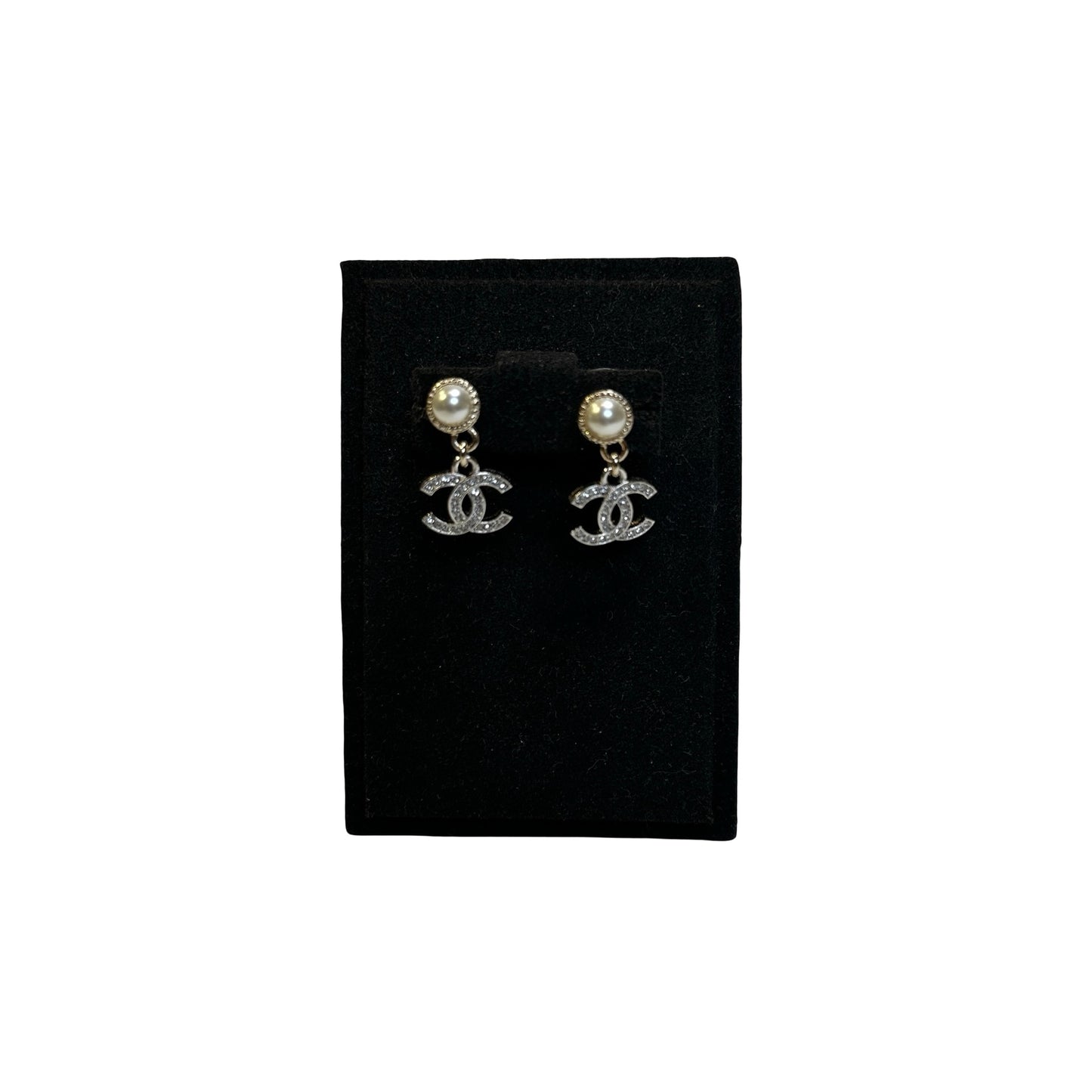 Brand New CHANEL Pearl Rhinestone CC Logo CC Earrings Earrings Gold Silver Pearl
