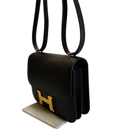 Brand New HERMES Epsom Mini Constance Cross body bag Black Gold