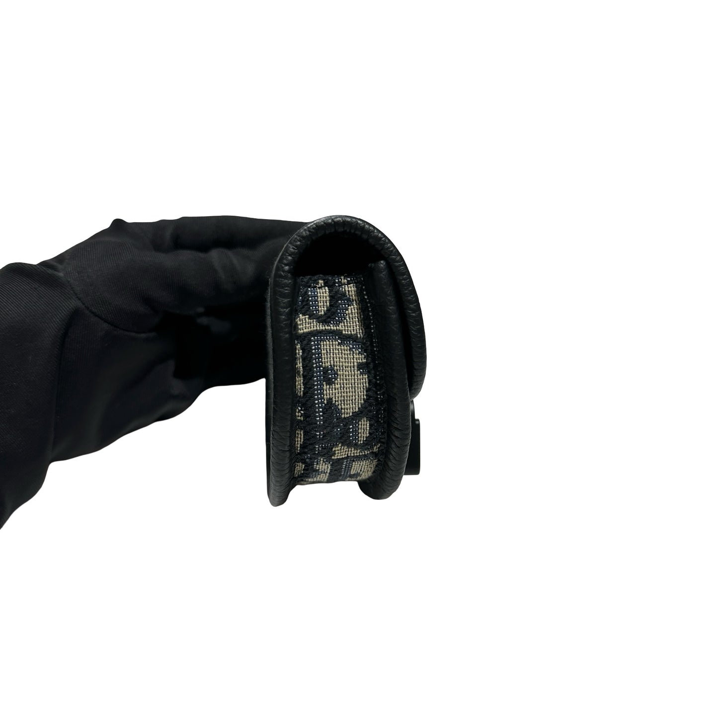 Used DIOR Oblique Saddle Pouch Navy Blue Grey Black