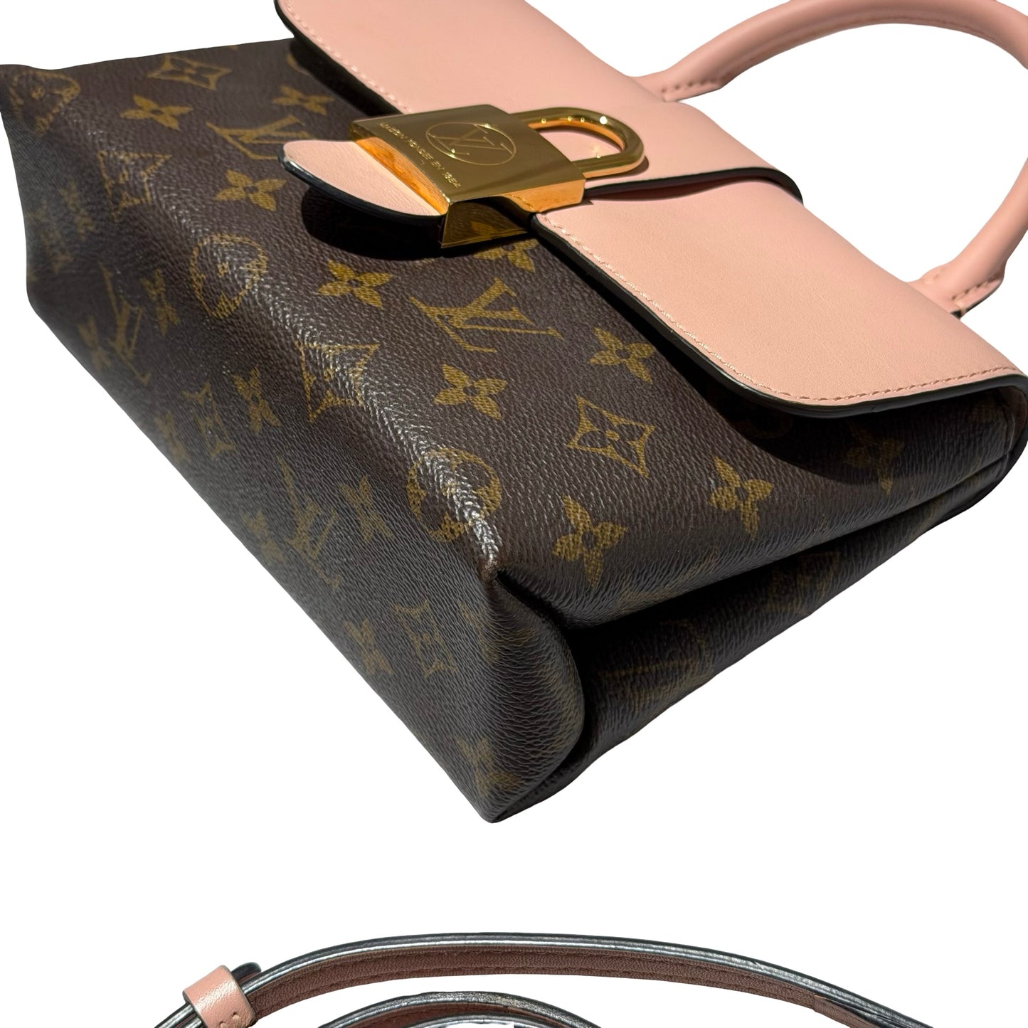 Used LOUIS VUITTON Canvas LOCKY BB Cross Body Bag Brown Pink GHW
