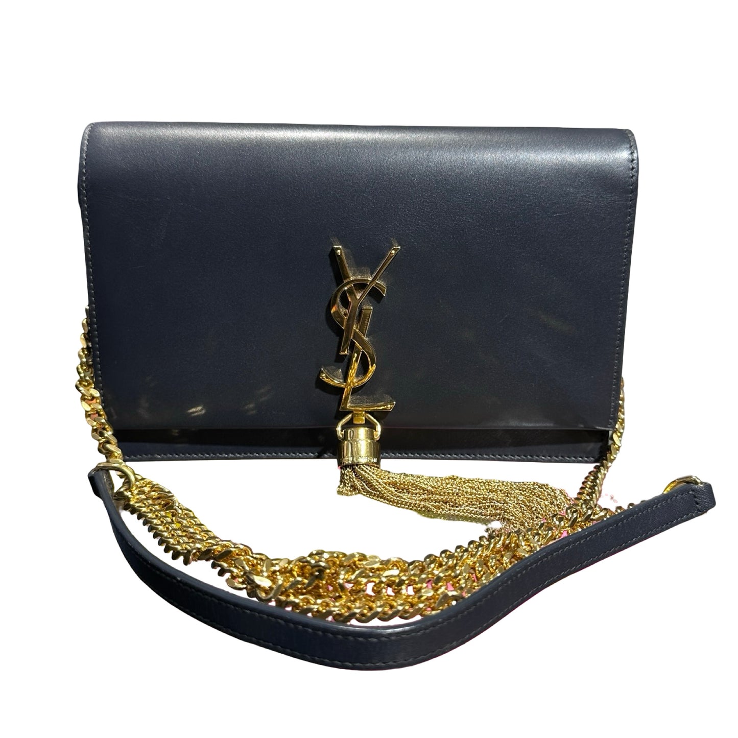 Used SAINT LAURENT Kate Wallet on chain Navy GHW