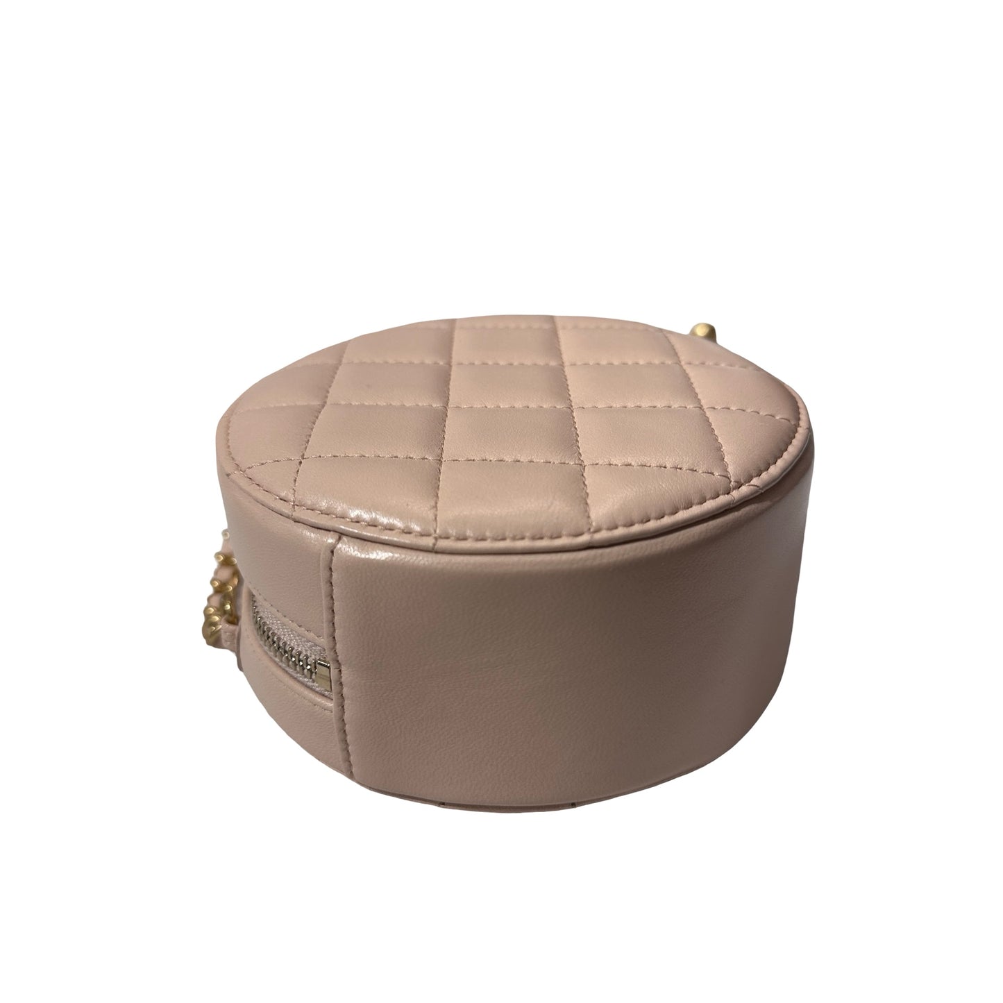 Used CHANEL Lambskin Leather Chain with Gold Ball Cross Body Bag Pink GHW