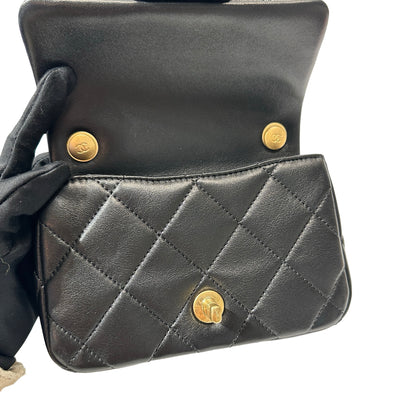 Unused CHANEL Mini flap 17cm Cross Body Bag Black GHW