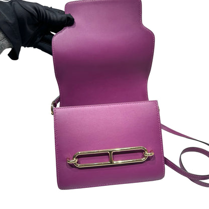 Used HERMÈS MINI ROULIS Cross Body Bag Purple GHW