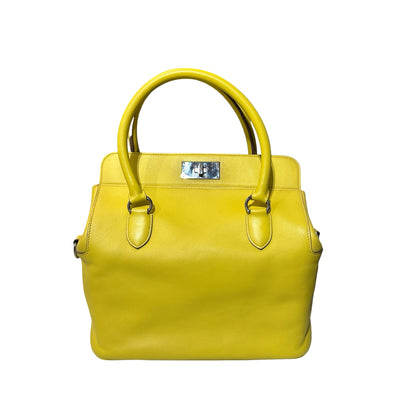 Used HERMÈS TOOL BOX 26 Two Way Shoulder YELLOW PHW Two Way Shoulder Bag