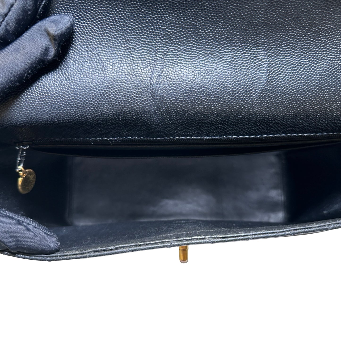 Used CHANEL Caviar Quilted Quilted Shoulder Bag Black Gold