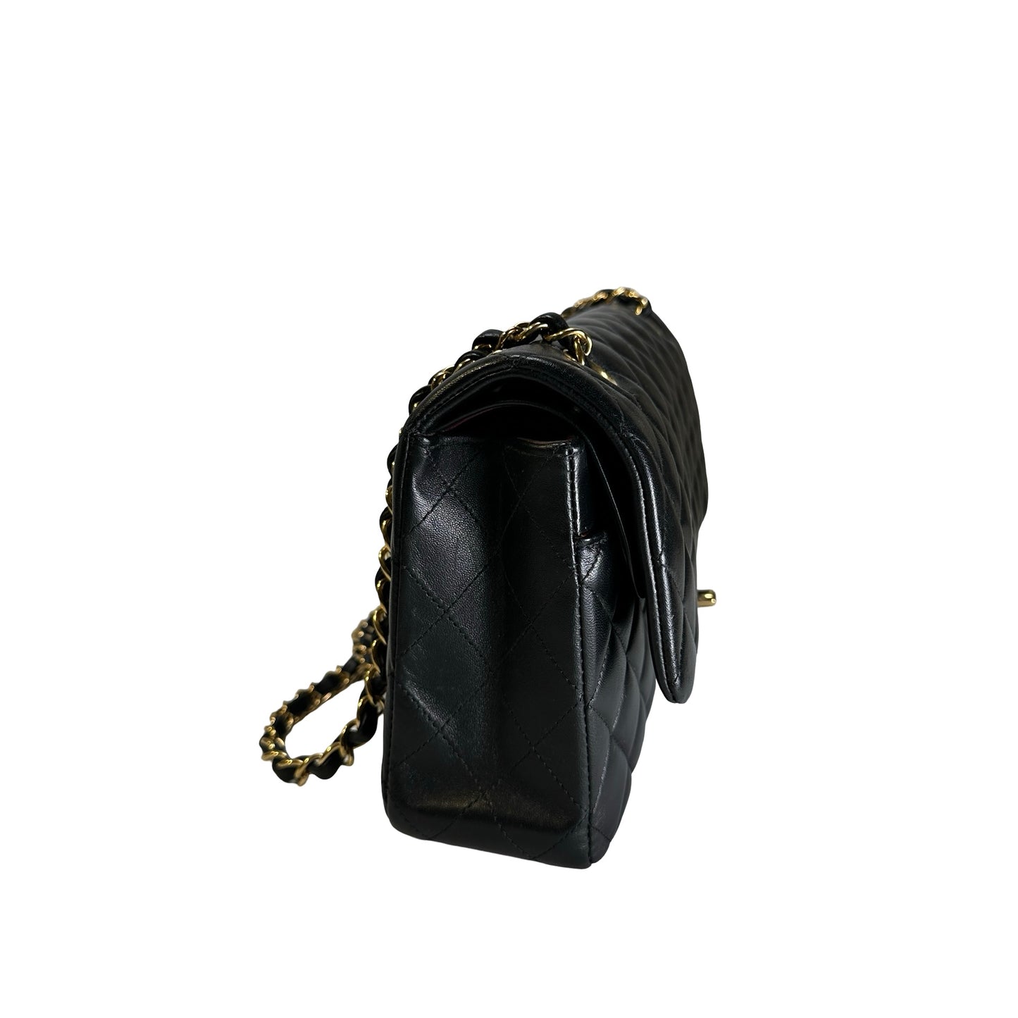 Used CHANEL Quilted Lambskin CF25 Shoulder Bag Black Gold