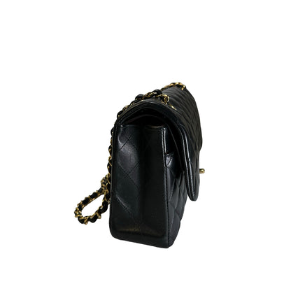 Used CHANEL Quilted Lambskin CF25 Shoulder Bag Black Gold