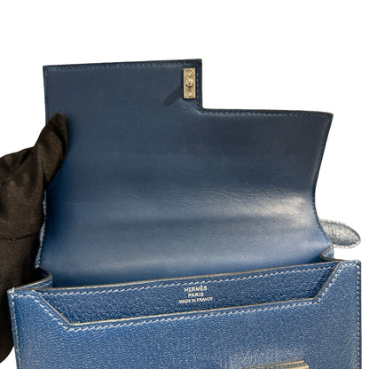 Used HERMES Chevre Mini Verrou Crossbody Bag 73 Bleu Salhir PHW