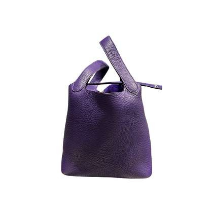 New Hermès Picotin 18 Bucket Bag Purple PHW X3