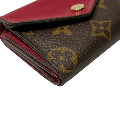 Used Louis Vuitton Monogram Wallet Wallet Brown Red GHW