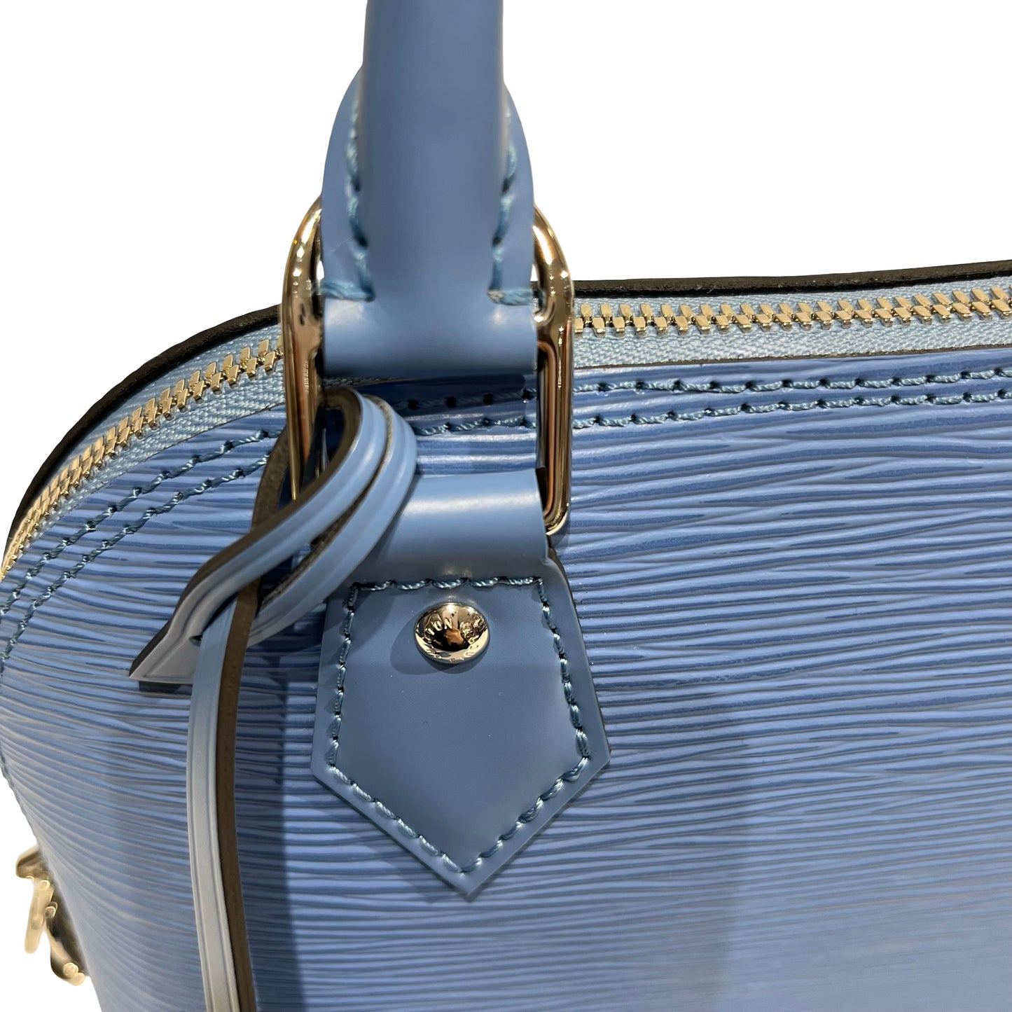 Used LOUIS VUITTON Calfskin Leather Alma Two Way Shoulder Bag PHW Blue