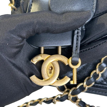 Used CHANEL Quilted Caviar CC Filigree Vanity Case Vanity case Black