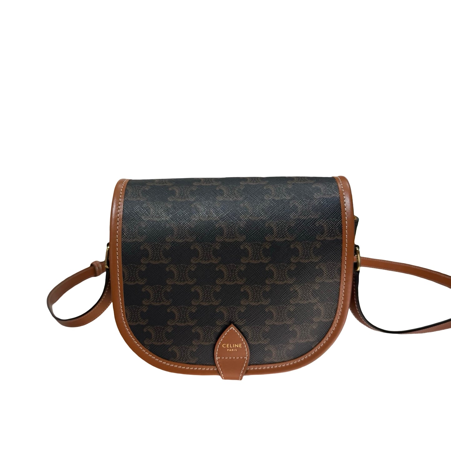 Used CÉLINE FOLCO BAG FOLCO Cross Body Bag Brown GHW