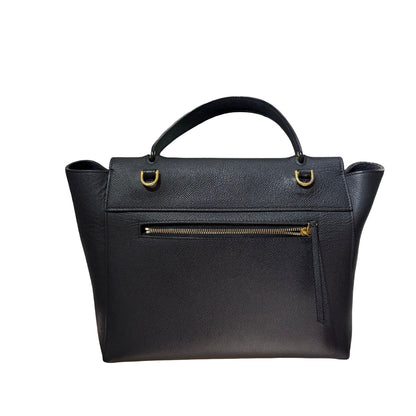 Used CÉLINE Calfskin Leather Belt Cross Body Bag Black GHW