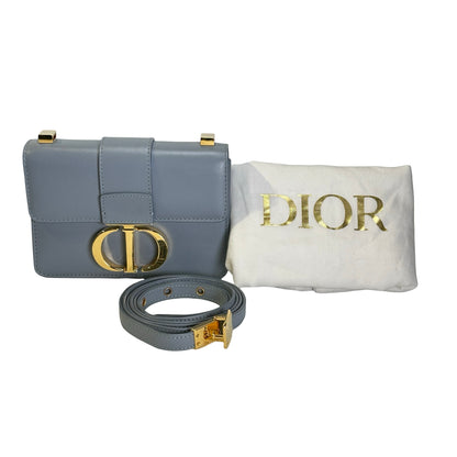 Used CHRISTIAN DIOR Calfskin 30 Montaigne Shoulder Bag Grey Blue， GHW