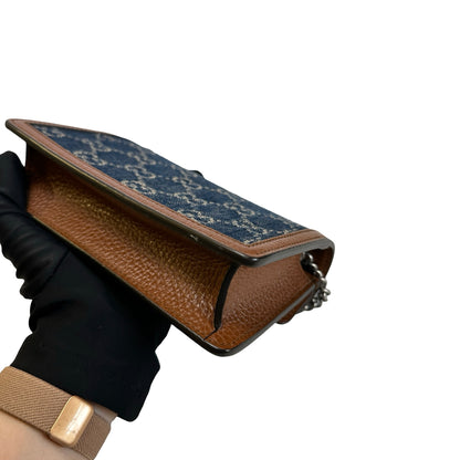 Used GUCCI GG Supreme Denim Dionysus Shoulder Bag Blue Brown