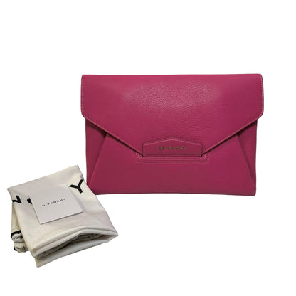 Used GIVENCHY Leather Antigona Envelope Pouch Pink