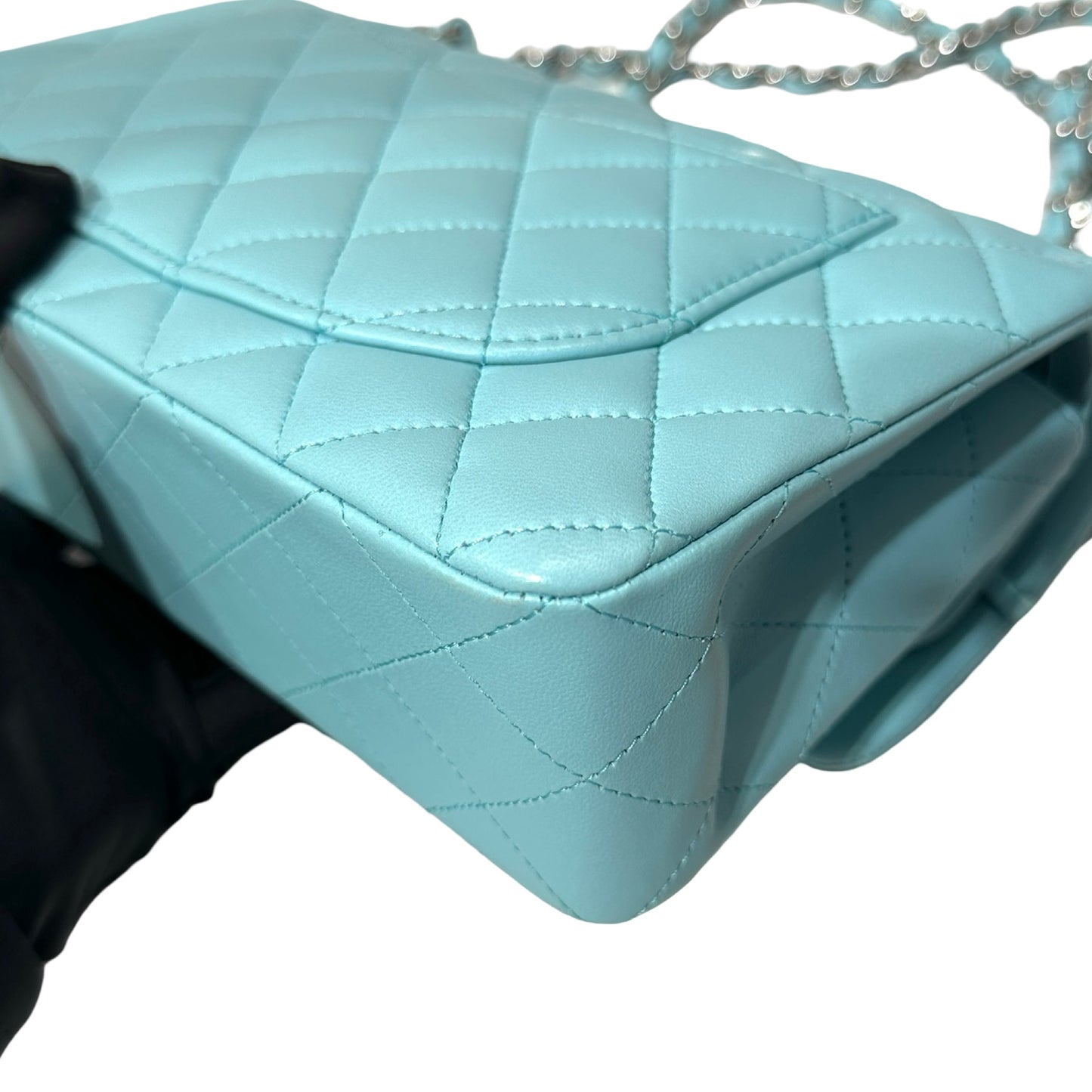 Used CHANEL Lambskin Leather CF 23 Shoulder Bag Blue PHW