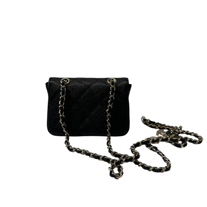 Used CHANEL Calfskin Leather Mini Bag Black PHW