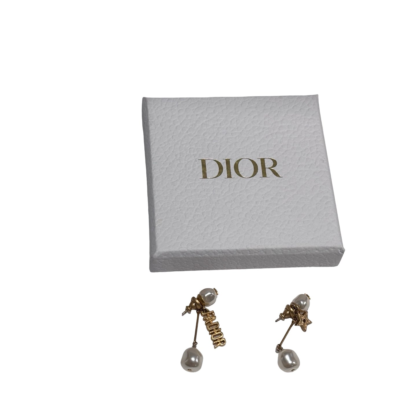 Used DIOR J'Adior Pearl J'Adior Earrings Gold White