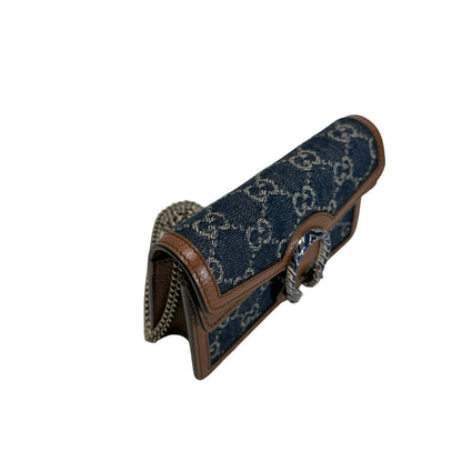 Used GUCCI GG Supreme Denim Dionysus Shoulder Bag Blue Brown