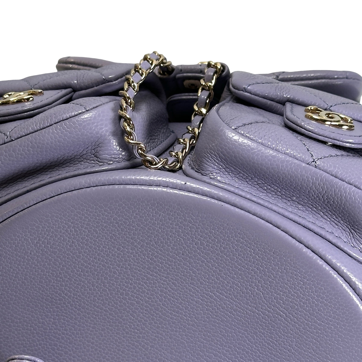 Used CHANEL Quilted Caviar Duma Backpack Purple Gold