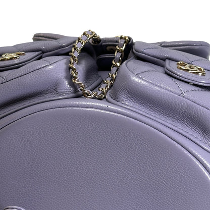 Used CHANEL Quilted Caviar Duma Backpack Purple Gold
