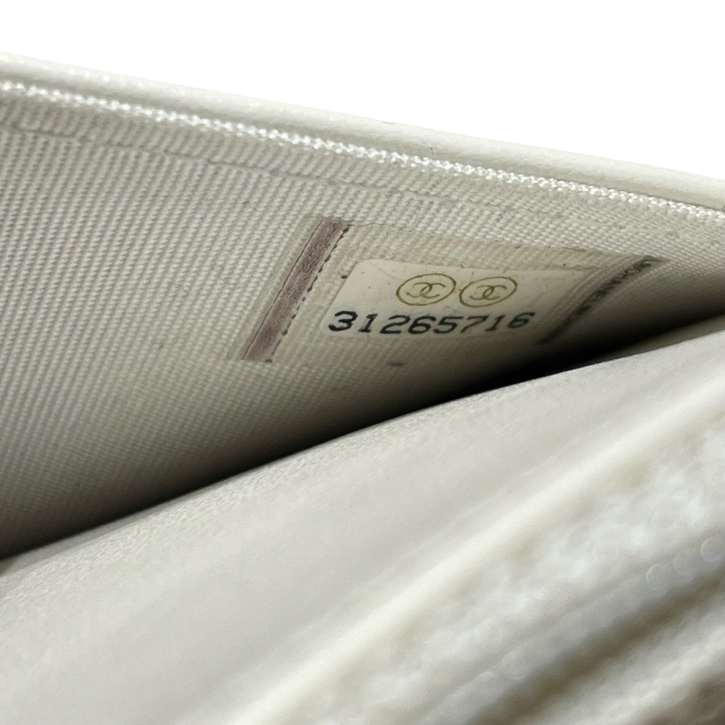 Used Chanel Caviar Leather WOC Shoulder Bag White PHW