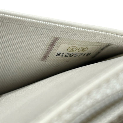 Used Chanel Caviar Leather WOC Shoulder Bag White PHW