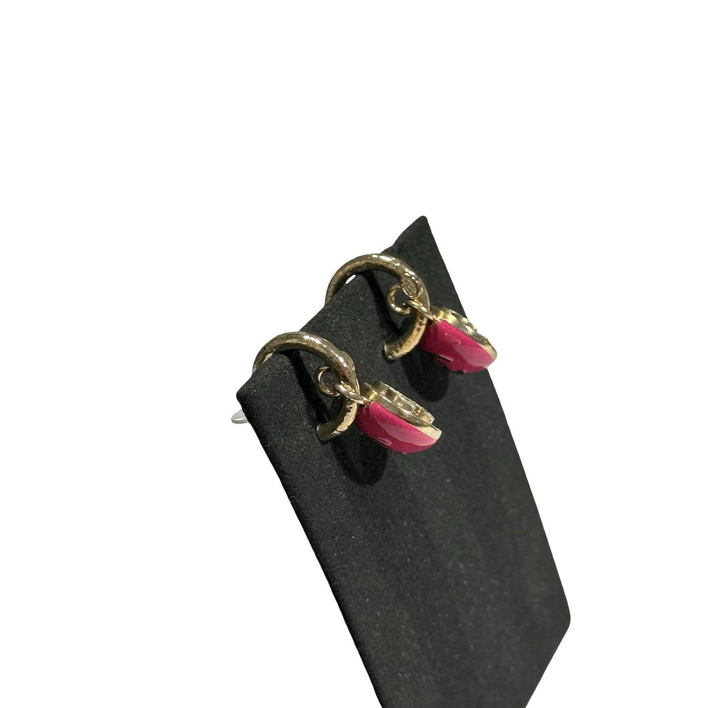 Used Chanel Gold Pink Earrings