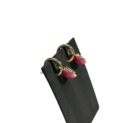 Used Chanel Gold Pink Earrings