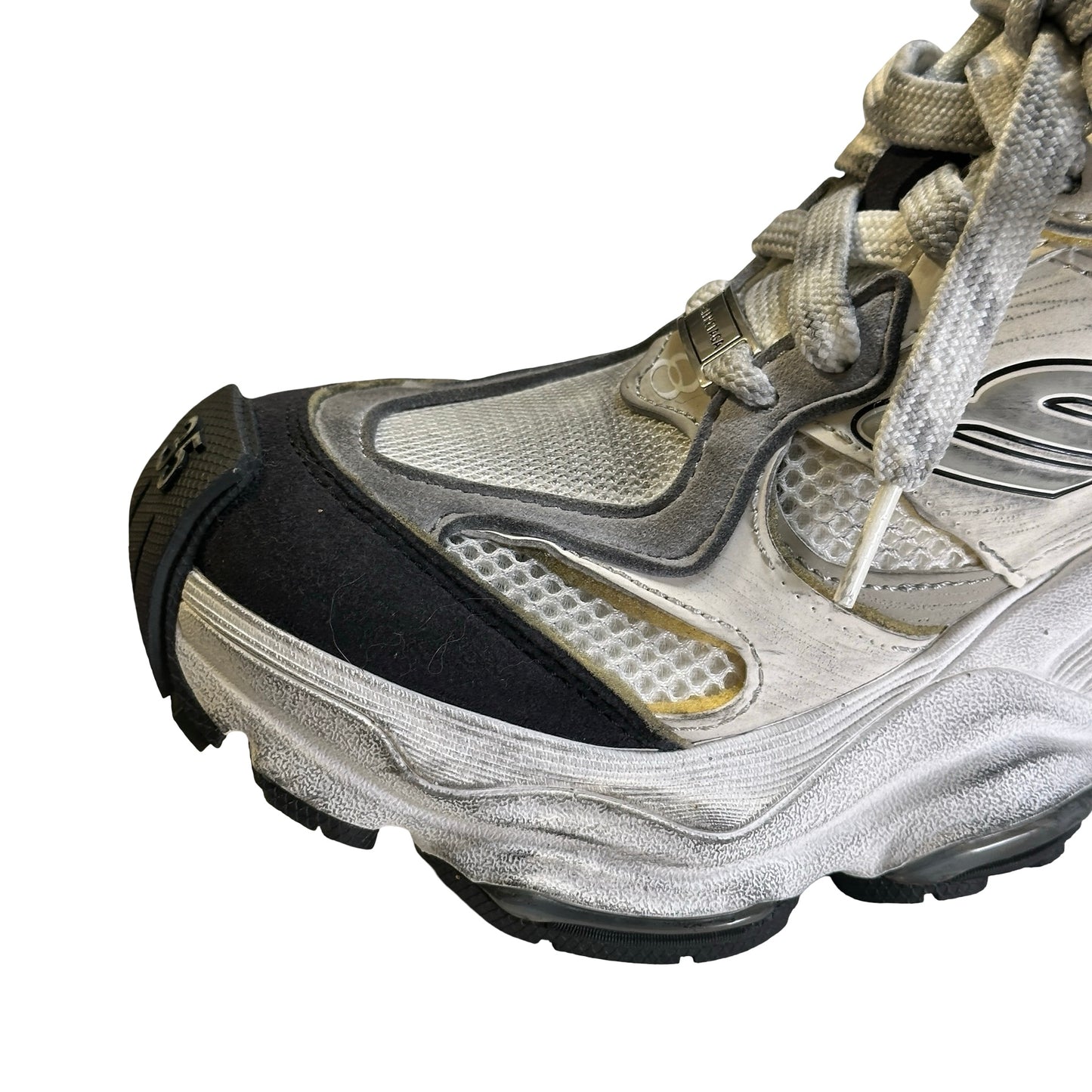 Used BALENCIAGA Mesh Nylon Runner Sneakers White Black Silver