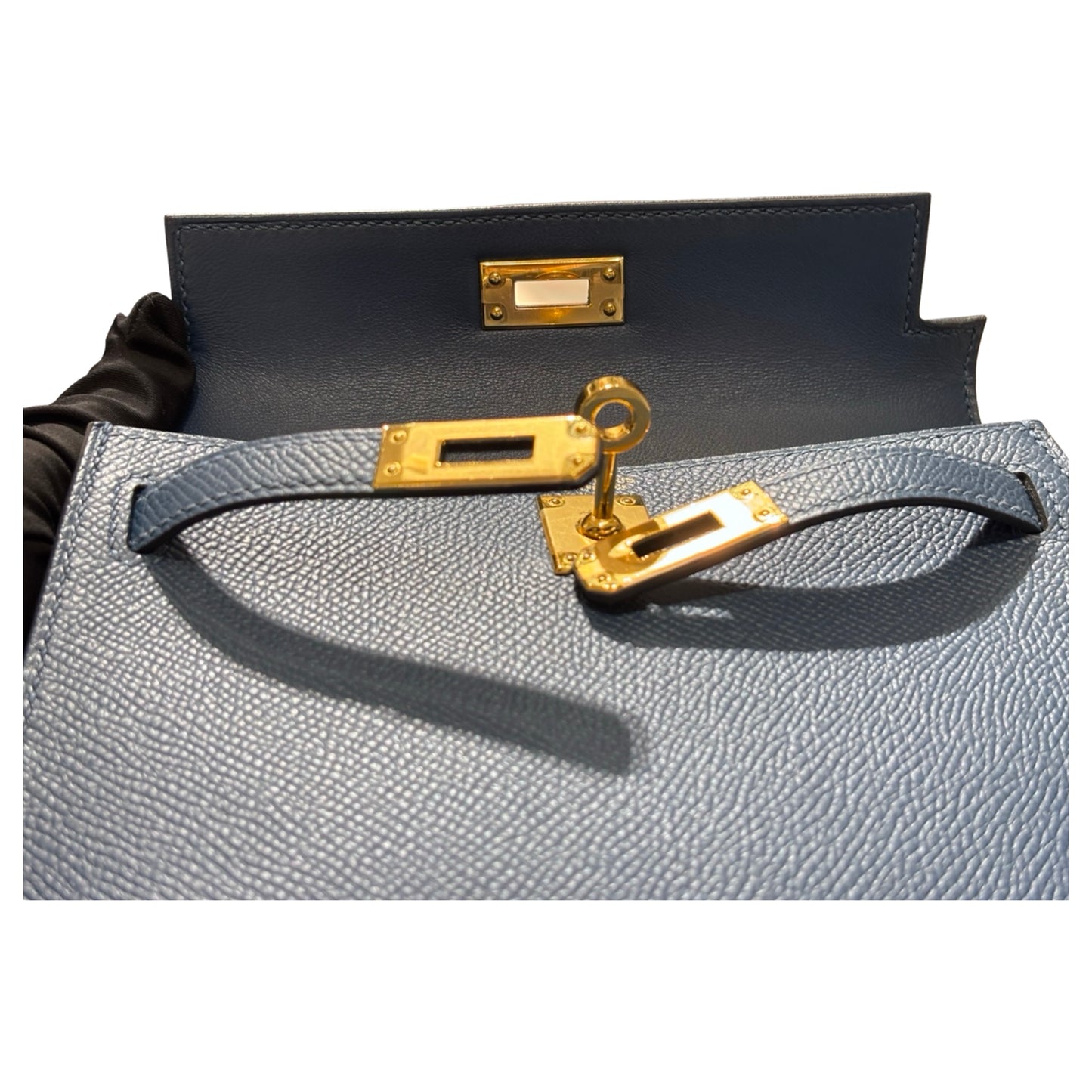 Used HERMÈS Mini Kelly II Two Way Shoulder Bag Blue GHW