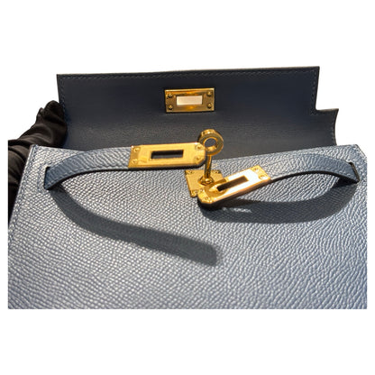 Used HERMÈS Mini Kelly II Two Way Shoulder Bag Blue GHW
