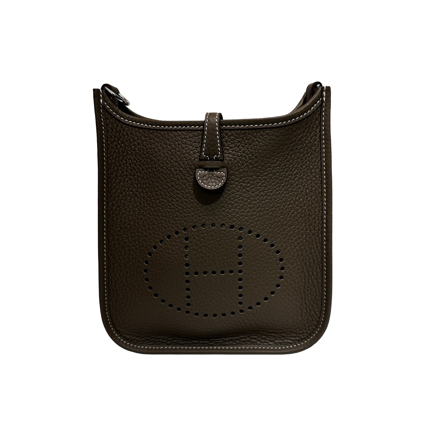 New HERMÈS MINI EVELYNE Cross Body Bag Etoupe PHW