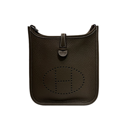 New HERMÈS MINI EVELYNE Cross Body Bag Etoupe PHW