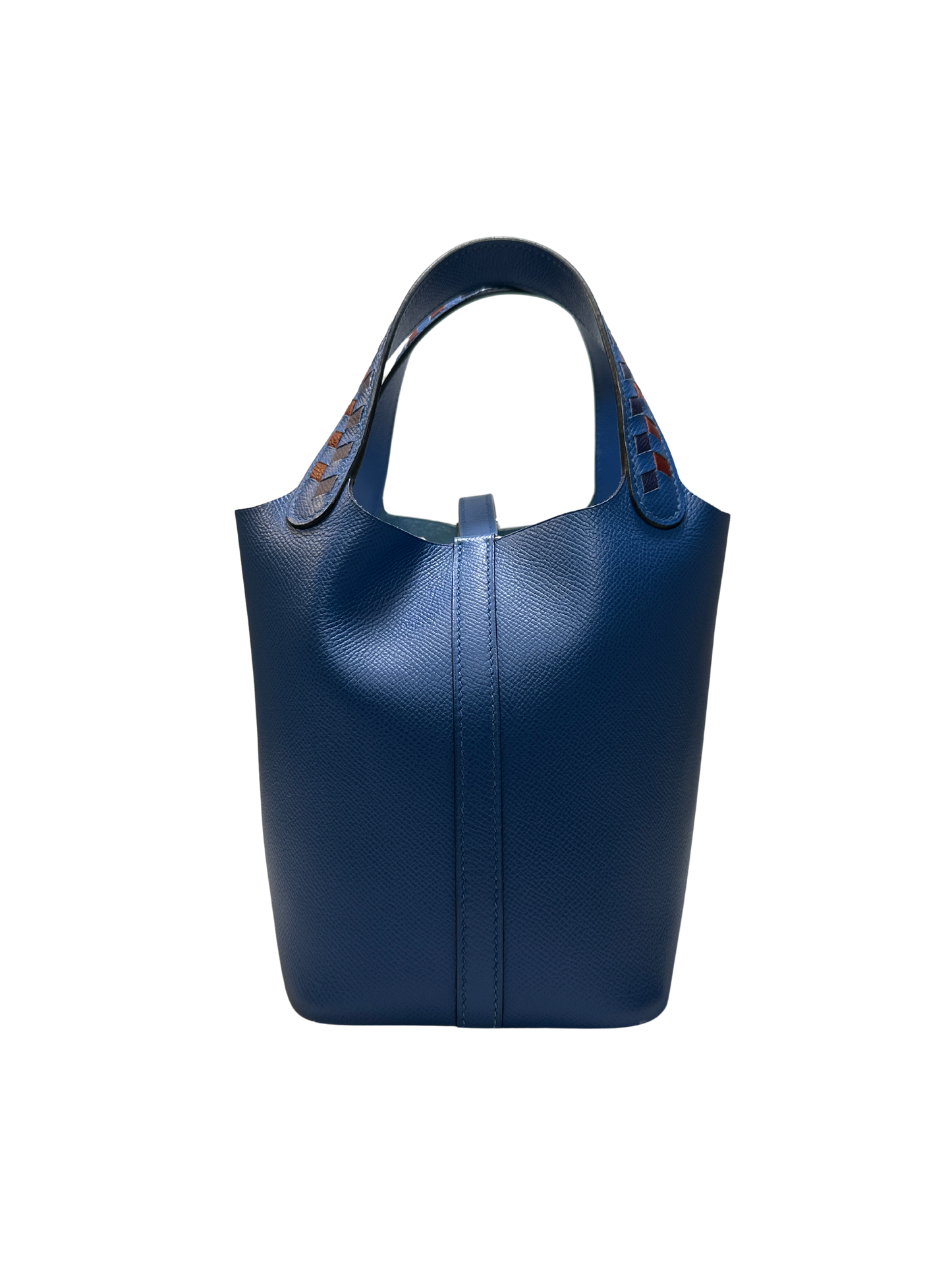 Used HERMES Epsom Picotin Lock Tressage Bucket Bag Blue PHW