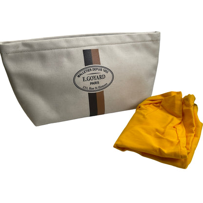 GOYARD Logo Stripes Toiletries Bag Pouch Beige Brown Black