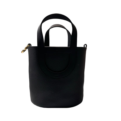 New HERMÈS Clemence leather IN THE LOOP 18 Bucket Bag Black