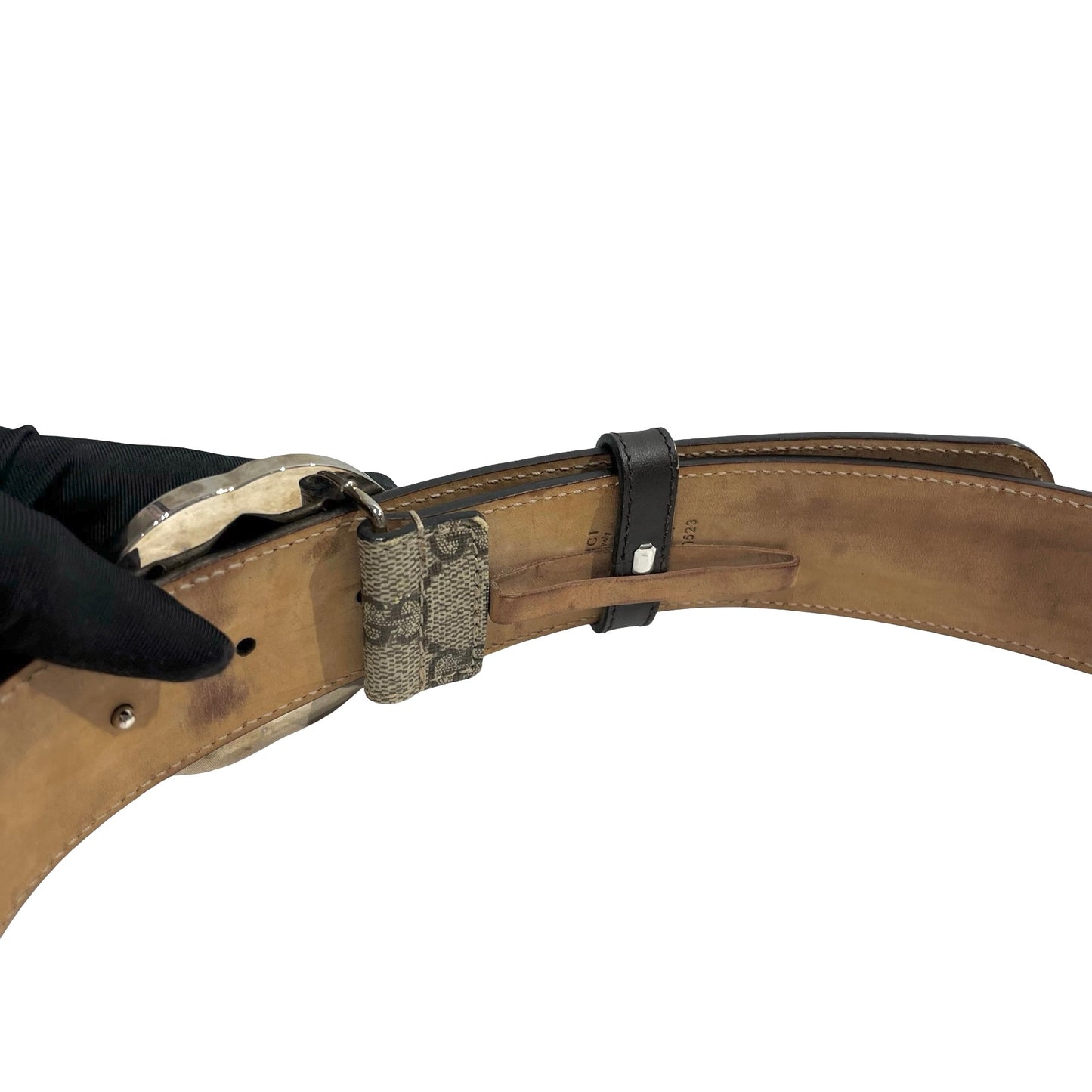 Used GUCCI GG Supreme Interlocking G Belt Belt Beige Silver