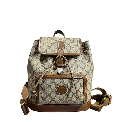Used Gucci Canvas Gucci Monogram Backpack Backpack Beige Brown GHW