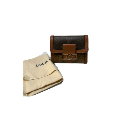 Used LOUIS VUITTON Monogram Monogram Reverse Portefeuille Dauphine Compact Wallet Brown Caramel