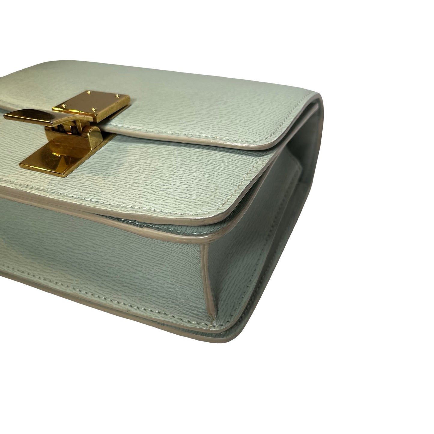 CELINE Epi Leather Classic Box Shoulder Bag Light Green GHW