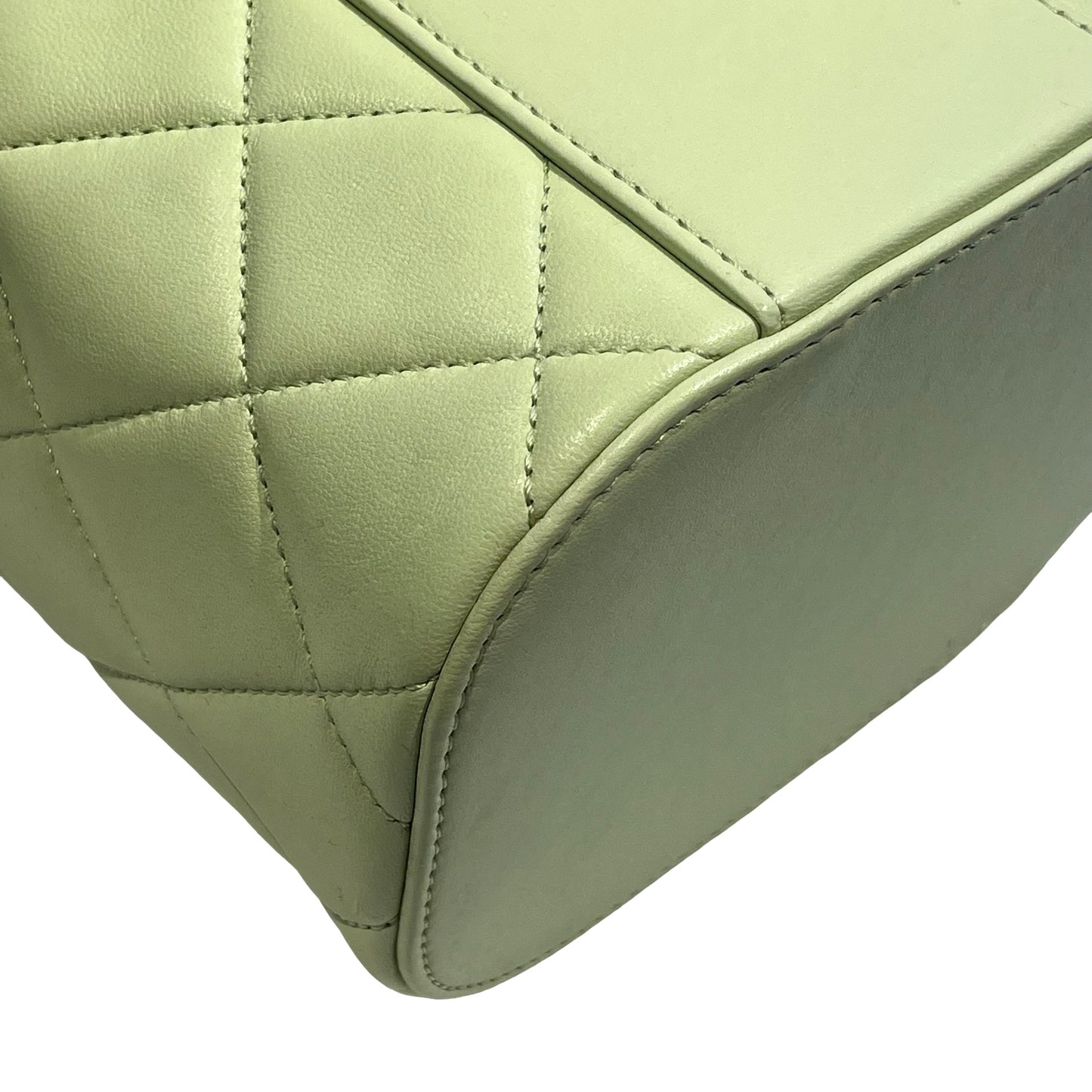 Used CHANEL Vanity Case with Handle Shoulder Bag Green GHW