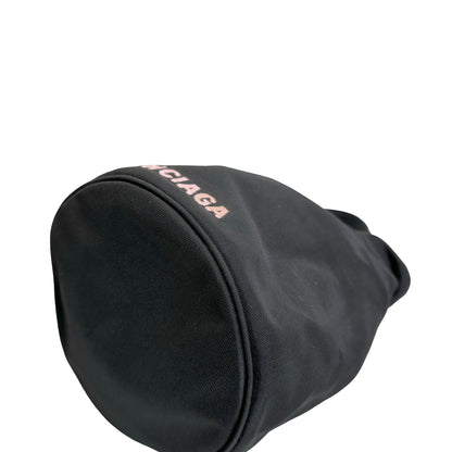 Used BALENCIAGA Logo Wheel Drawstring Bag Black Pink