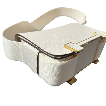 Used HERMÈS Chèvre Mysore Geta Shoulder Bag GHW White