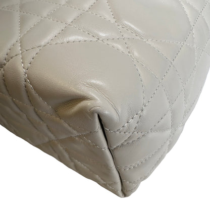 Used DIOR Lambskin Toujours Basket Bag White GHW